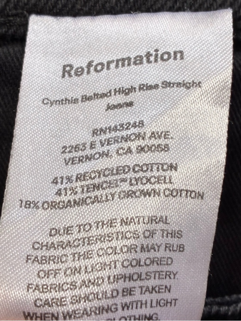 Reformation Cynthia Belted High -Rise Straight Leg Jeans Women’s Size 28 - Picture 5 of 8